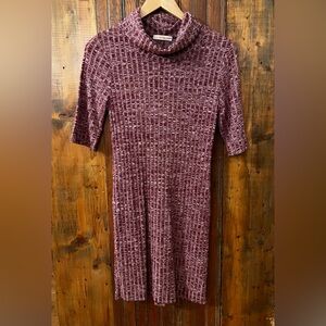 Orange Creek Heathered Burgundy Knit Loose Cowl Turtleneck Dress Size Medium